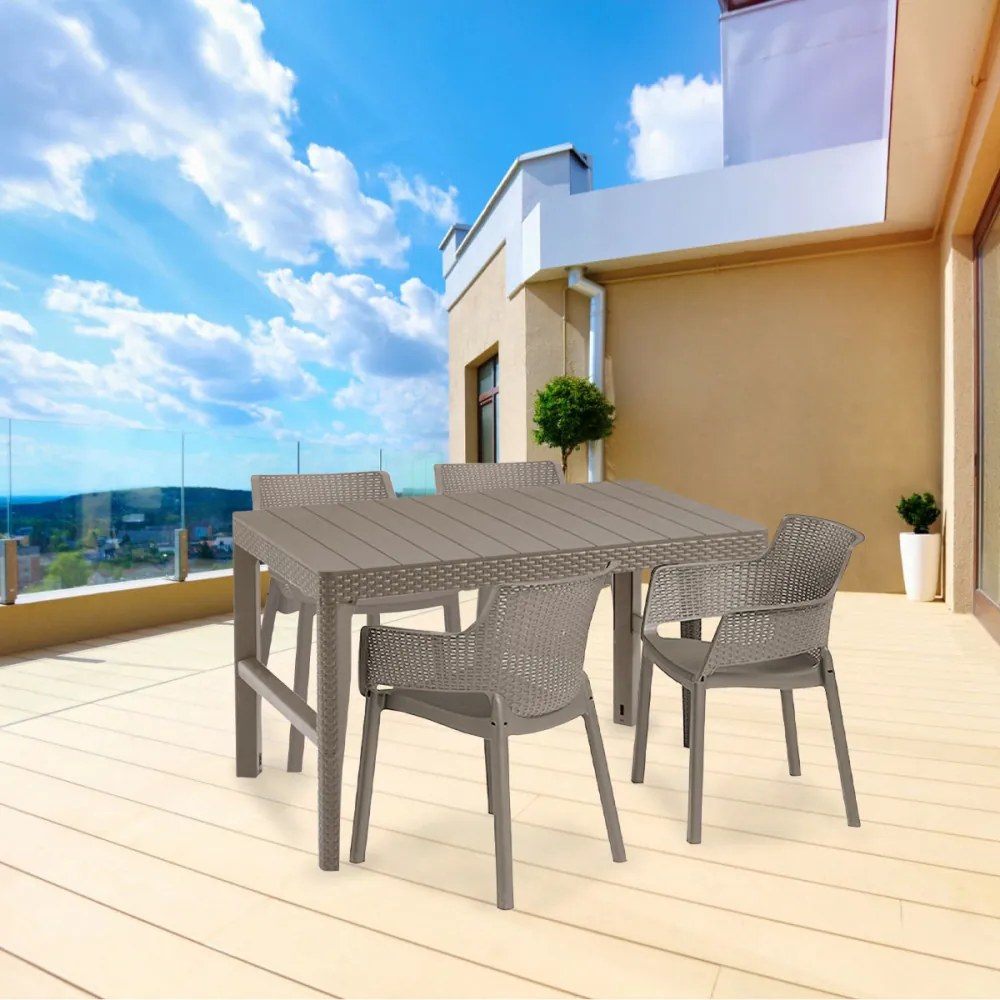Set mobilier de grădină Evyon 4+1 cappuccino