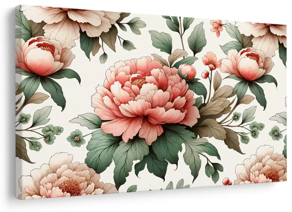 Tablou flori romantice de bujor