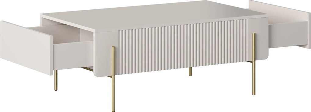 Măsuță de cafea Malmi 100 cm cu sertare - cașmir / picioare aurii