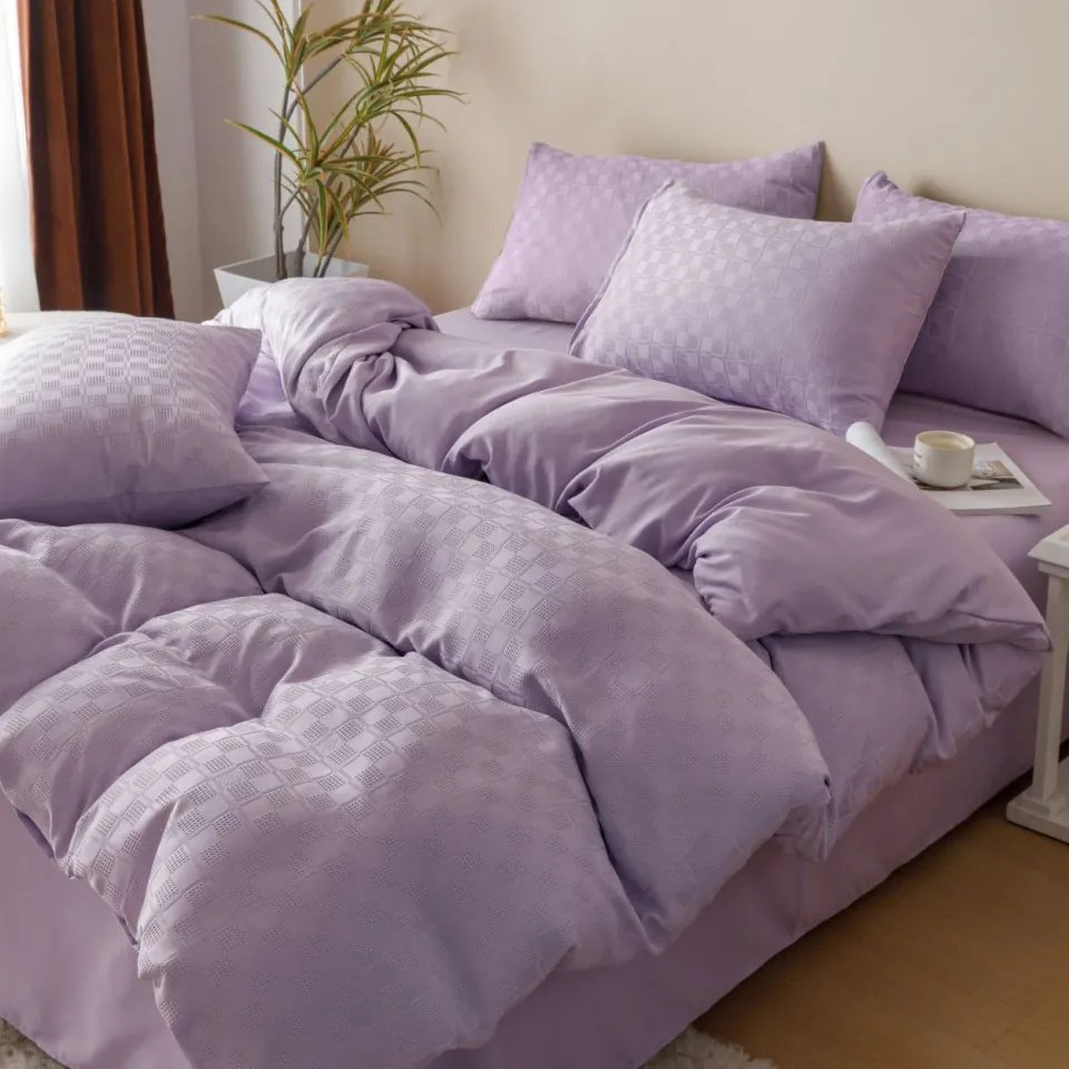 Lenjerie de pat, bumbac tip jacquard finetat, lila, 6 piese, Jo-Jo Home, JJ-04