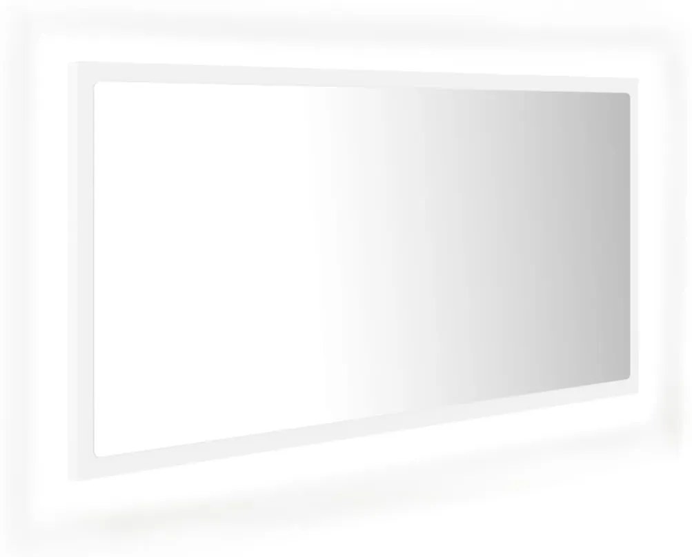 Oglinda de baie cu LED, alb, 90x8,5x37 cm, lemn prelucrat Alb