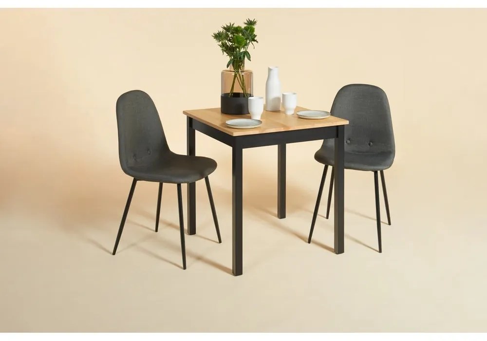 Masă dining din lemn de pin cu structură neagră Bonami Essentials Sydney, 70 x 70 cm