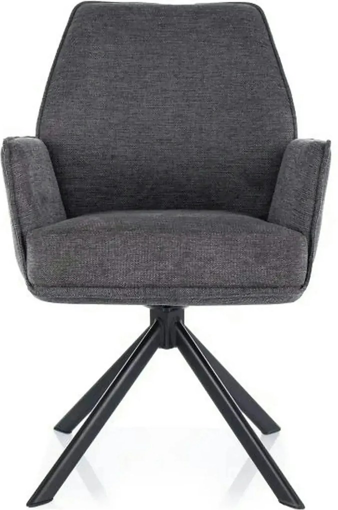 Scaun rotativ HUGO, gri inchis/negru, stofa clasica/metal, 58x46x90 cm
