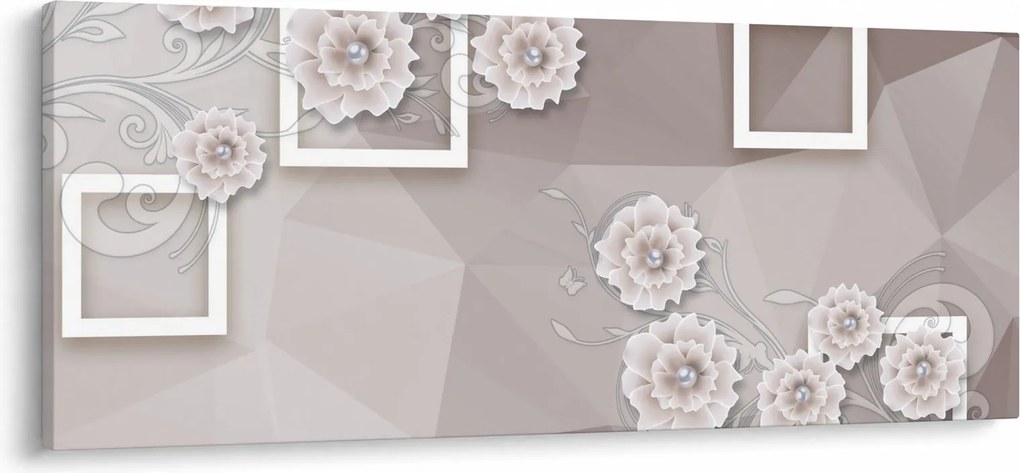 Tablou - Imagine flori bej (120x50 cm)