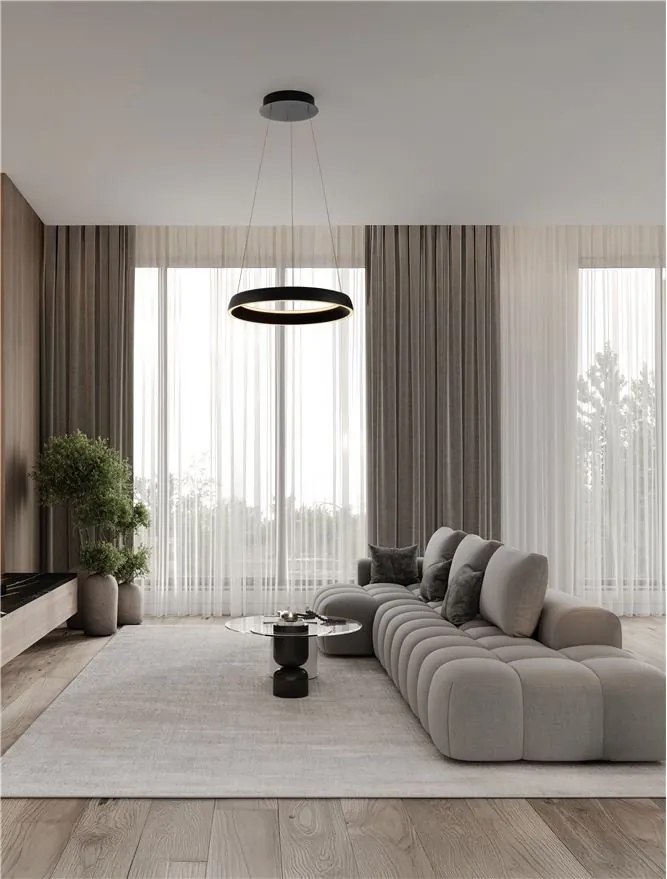 Lustra circulara aluminiu negru LED CCT OVIA 45cm