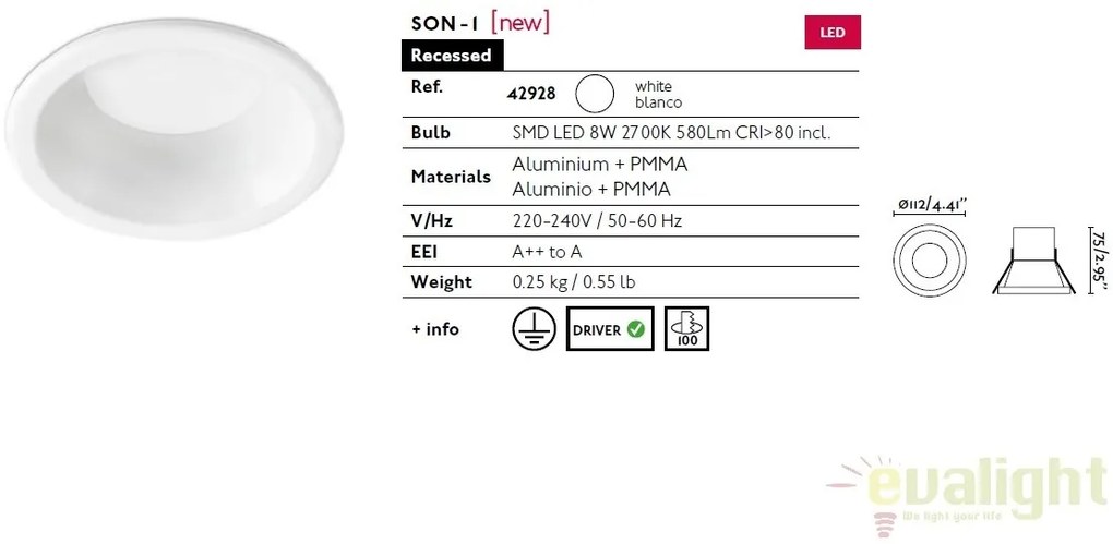 SPOT LED INCASTRABIL MODERN SON-1 8W 42928