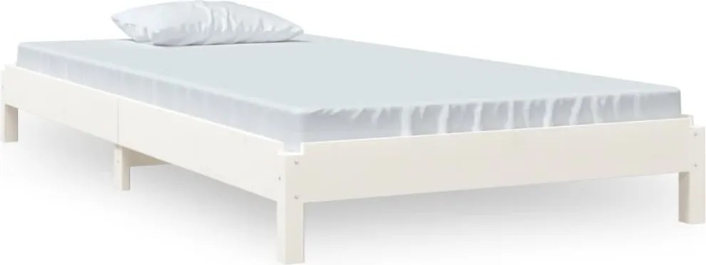 vidaXL Pat stivuibil, alb, 90x190 cm, lemn masiv de pin
