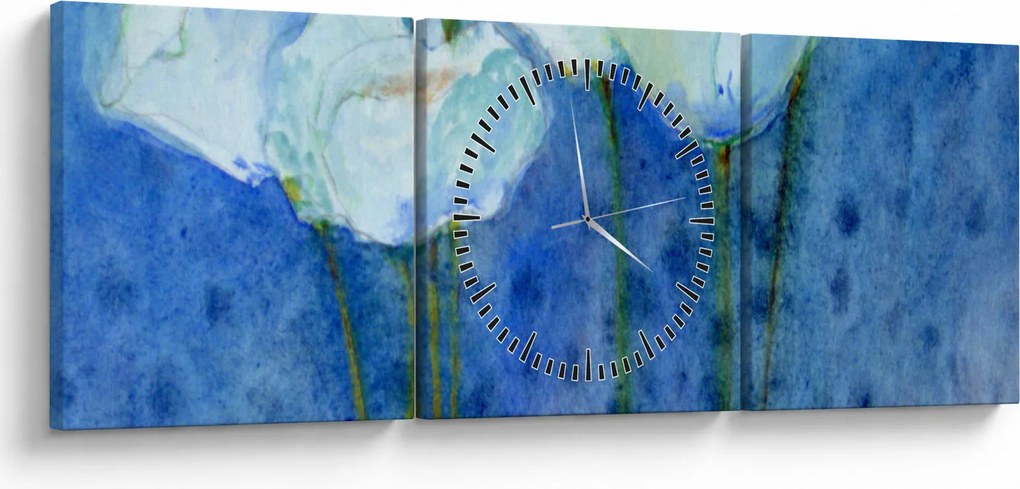 Tablou - Lalele albe (cu ceas) (90x30 cm)