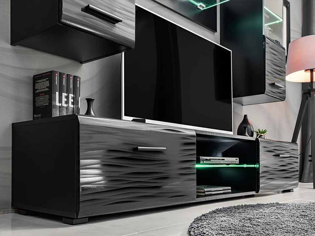 Zondo Mobilier living Bolivar 4 (Negru + folie lucioasă). 1054026