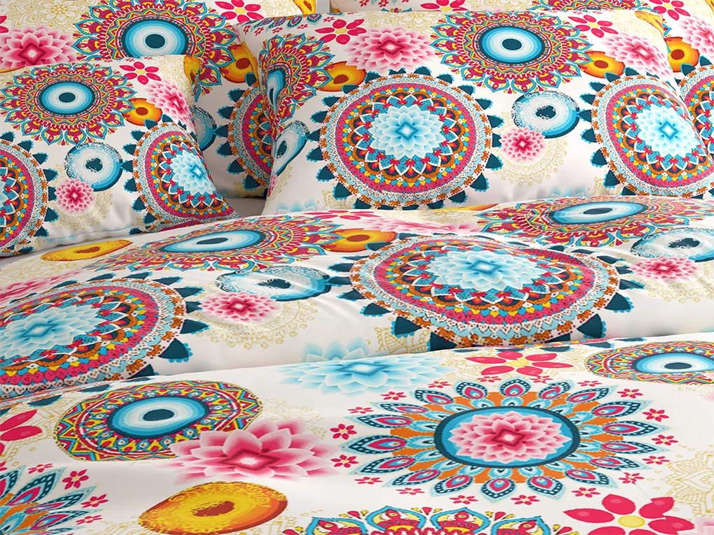 Lenjerie de pat din microfibra GEOMANDALA colorata Dimensiune lenjerie de pat: 70 x 90 cm | 140 x 200 cm