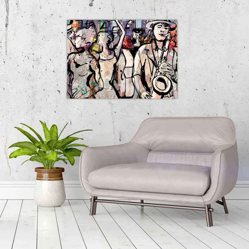 Tablou pe sticlă - Seara de jazz (70x50 cm)