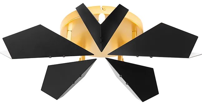 Plafoniera de design neagră cu auriu 5 lumini - Sinem