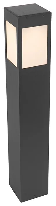 Lampă de exterior cu picior neagră 80 cm cu lumină reglabilă și senzor pe solar - Charlotte