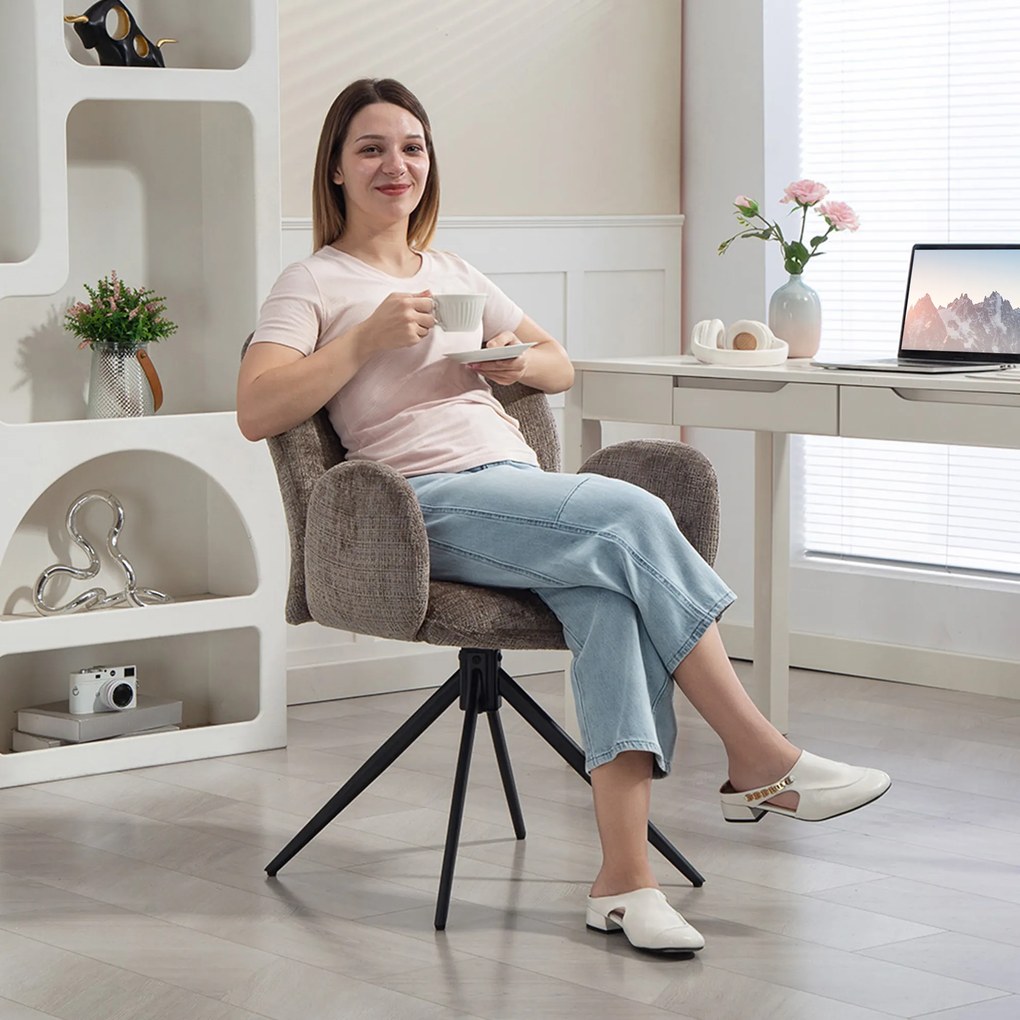 HOMCOM Scaun birou ergonomic, fotoliu birou cu șezut pivotant cu revenire automată, 60 x 66 x 86,5 cm, maro deschis | Aosom Romania
