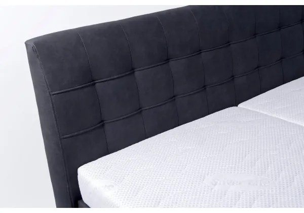 Pat tapițat VIOLET, 180 x 200 cm, cu saltea inclusă și spațiu de depozitare, antracit