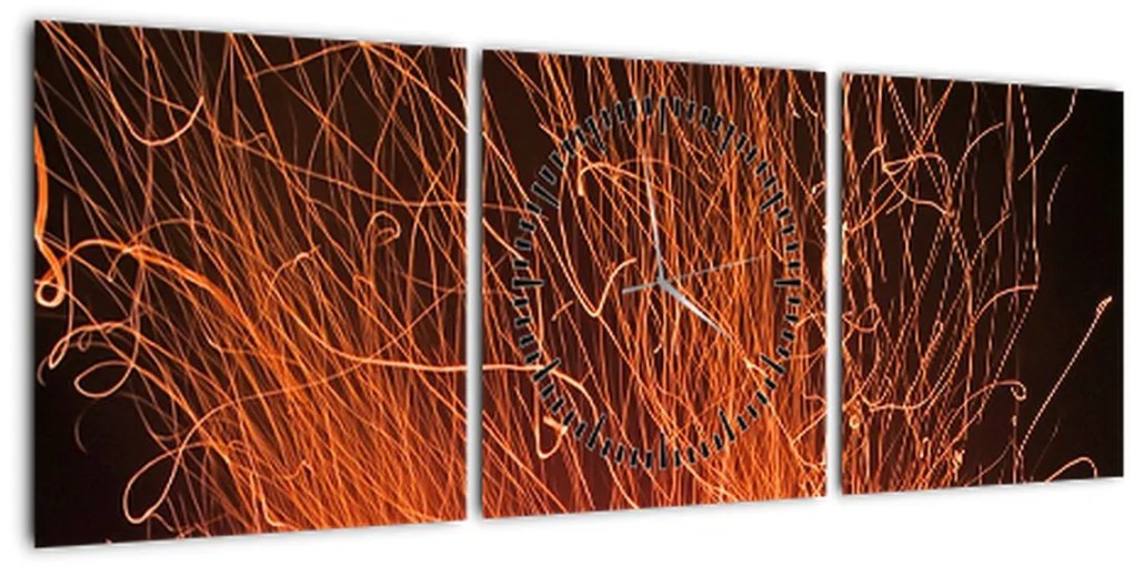 Tablou cu focul (cu ceas) (90x30 cm)