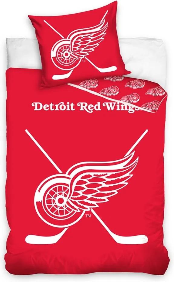 Lenjerie de pat luminoasă NHL Detroit Red Wings, bumbac, 140 x 200 cm, 70 x 90 cm