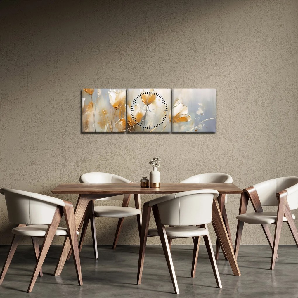 Tablou - Pictura de lalele (cu ceas) (90x30 cm)