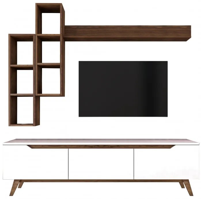 Ansamblu Comoda TV M16-804 Alb-Walnut