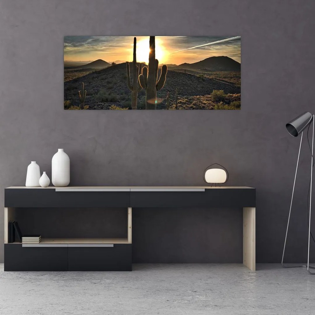 Tablou - cactușii la soare (120x50 cm)