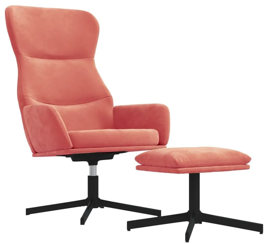 3097488 vidaXL Scaun de relaxare cu taburet, roz, catifea