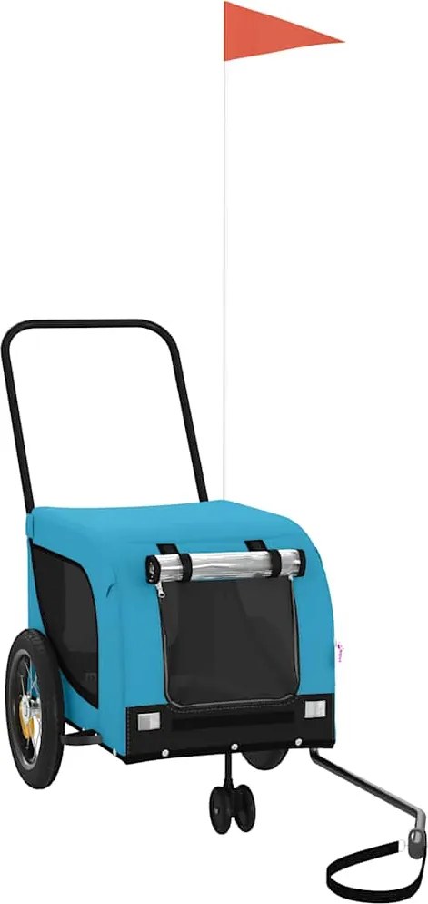 vidaXL Remorcă bicicletă animale companie, albastru/negru, oxford/fier