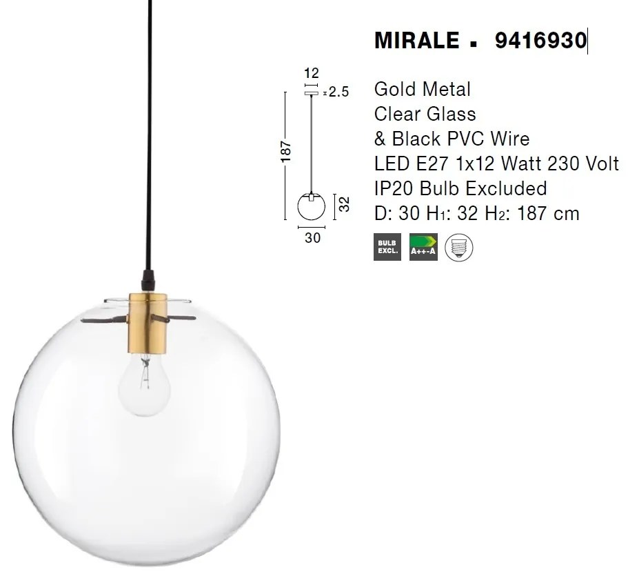 Lustra, Pendul design modern MIRALE, 30cm