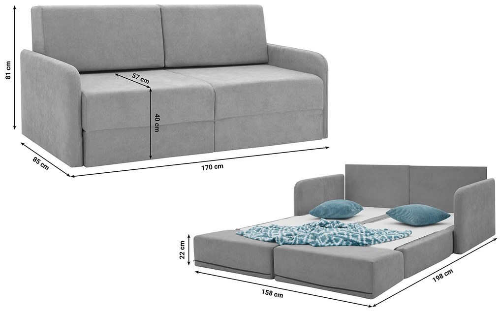 Canapea extensibilă Borta (gri). 1098574