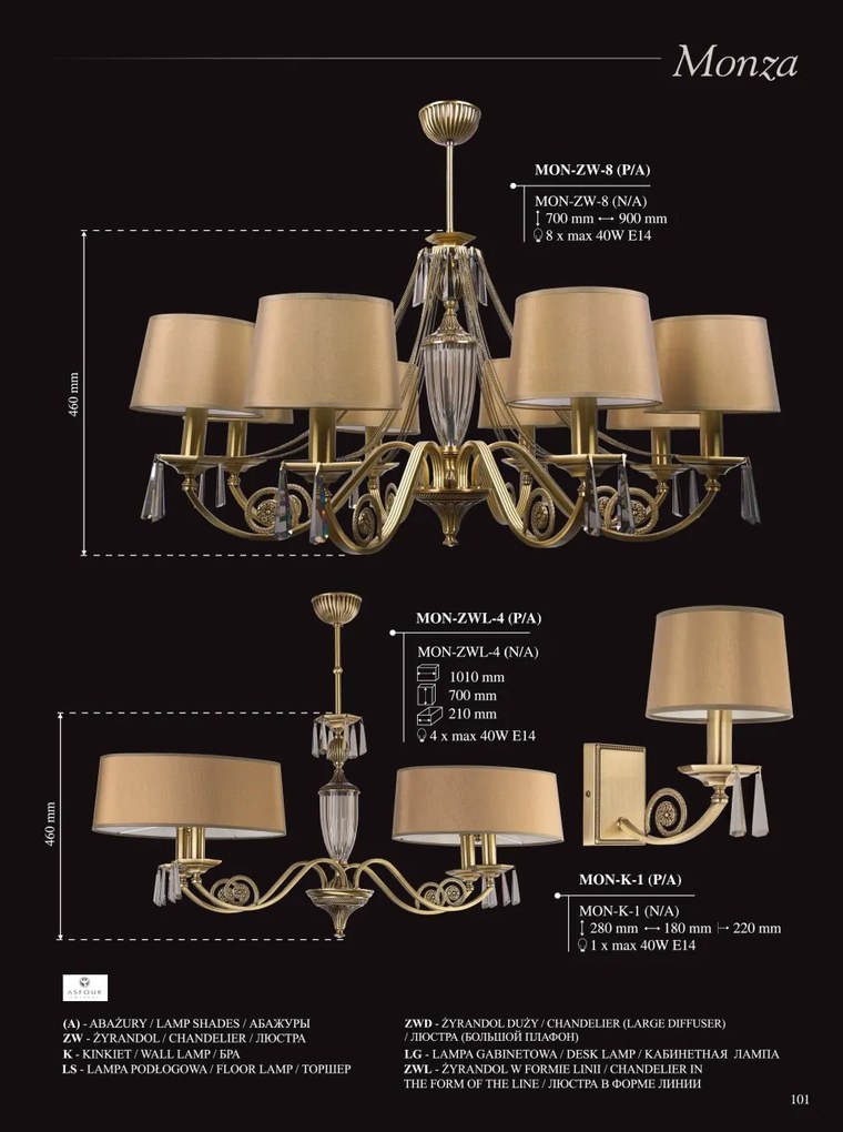 Lampadar design clasic cristal Asfour Monza