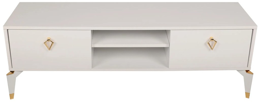 Comoda TV Posh, Alb - Maro inchis, 143 x 47 x 40 cm