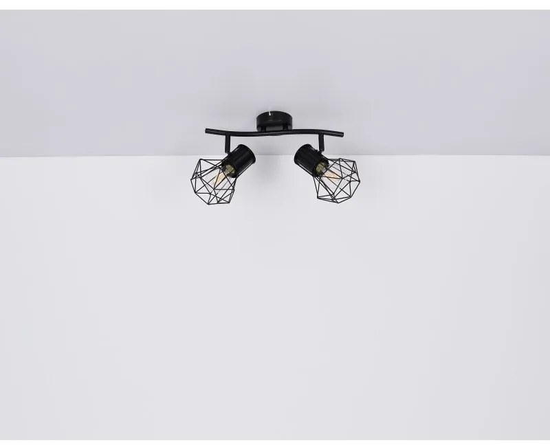 Aplica de perete / tavan cu 2 spoturi design industrial PRISKA negru