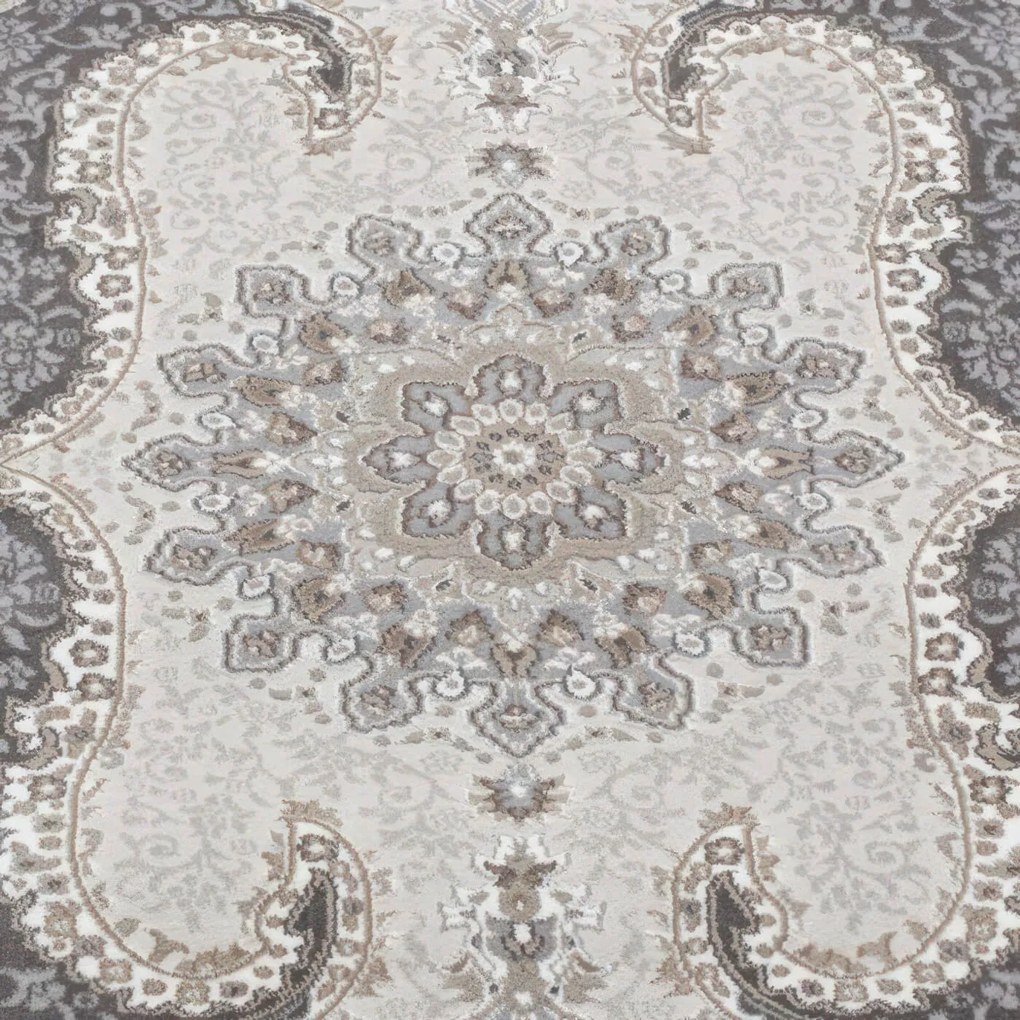 250x350 cm Covor living/dormitor, 70% Polyester și 30% Bumbac, Design Clasic Traditional, Gri, Densitate 2800 gr/m2