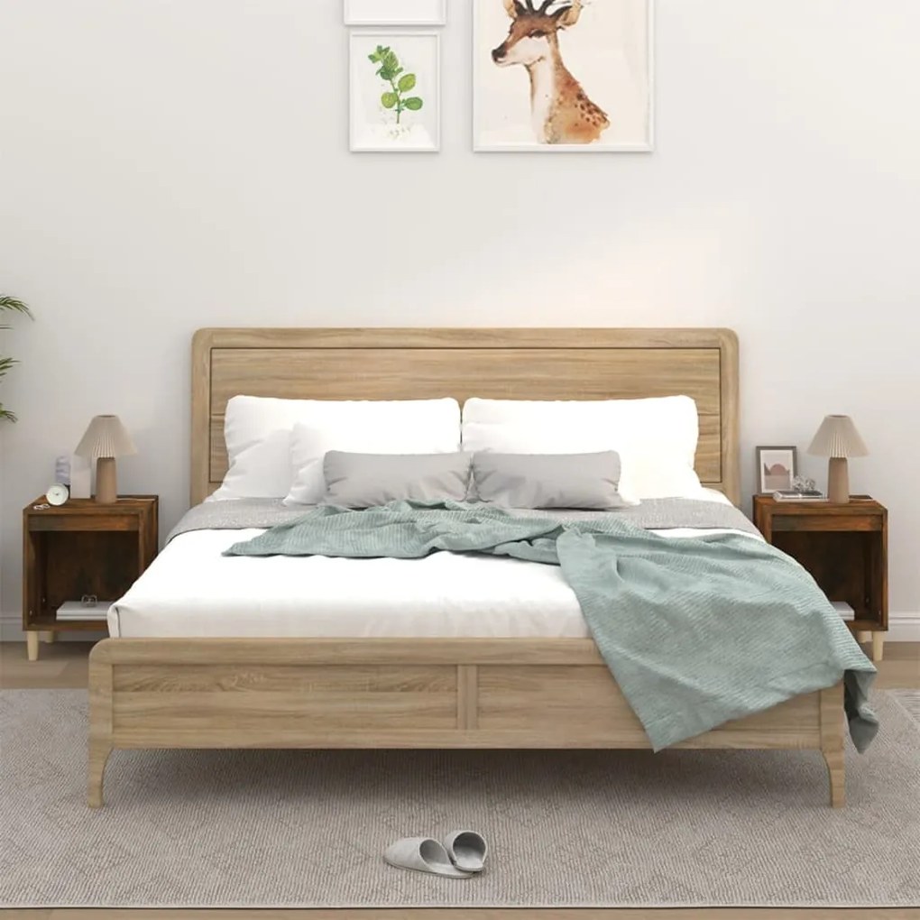 821869 vidaXL Noptiere, 2 buc., stejar fumuriu, 40x35x50 cm