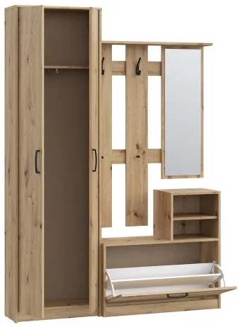 Panou pentru hol KAVI cu oglindă, stejar artisan