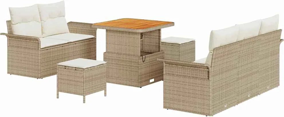 vidaXL Set de canapele pentru grădină cu pernă 8 pcs Bej și crem