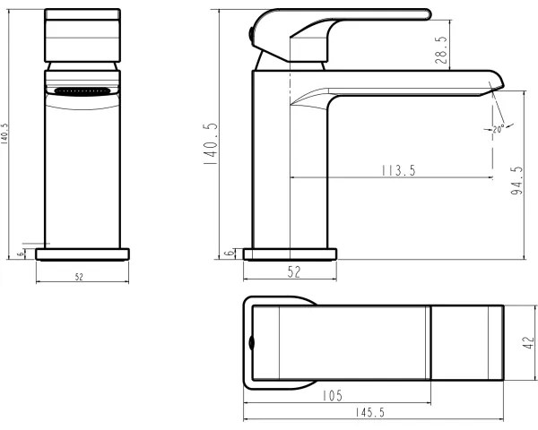 Novaservis - Baterie pentru lavoar NOBLESS SHARP, crom lucios