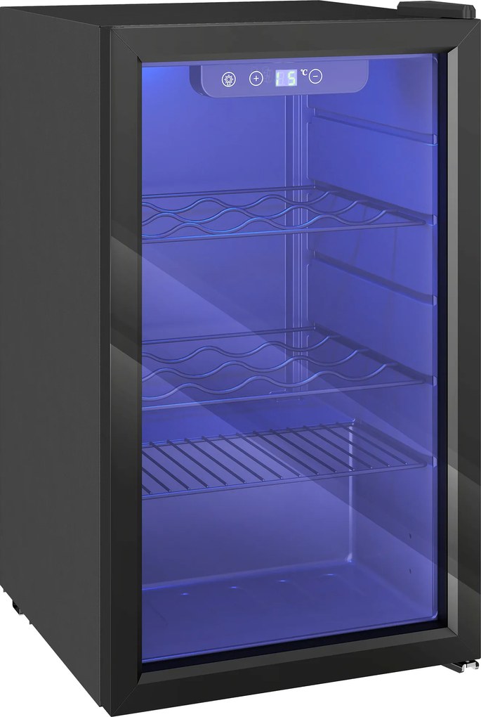 HOMCOM Frigider pentru vinuri 24 sticle, capacitate 68 L, 4–16 °C aparat independent pentru băuturi, bere și vin cu ușă din sticlă, negru | Aosom Romania