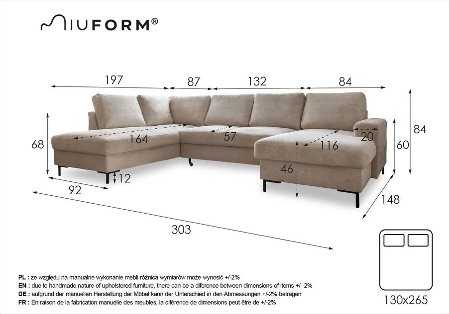 Colțar gri închis extensibil cu tapițerie din catifea reiată (cu colț pe partea stângă ) Lofty Lilly – Miuform