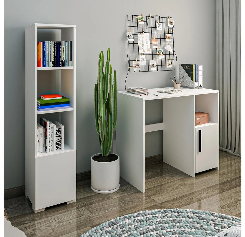 Masă PC cu raft Kankan (Alb). 1088945