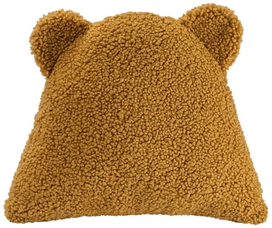 Pernă decorativă pentru copii maro cu tapițerie din țesătură bouclé Bear – Wigiwama
