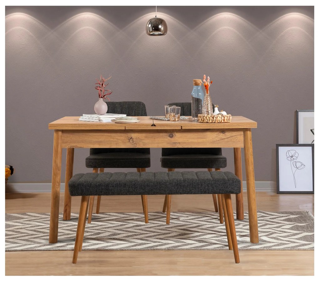Set mobilier sufragerie Vlasta 4 (pin atlantic + antracit) (pentru 4 persoane). 1093782