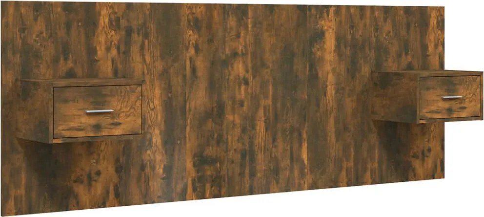 vidaXL Tăblie de pat cu dulapuri, stejar fumuriu, lemn prelucrat