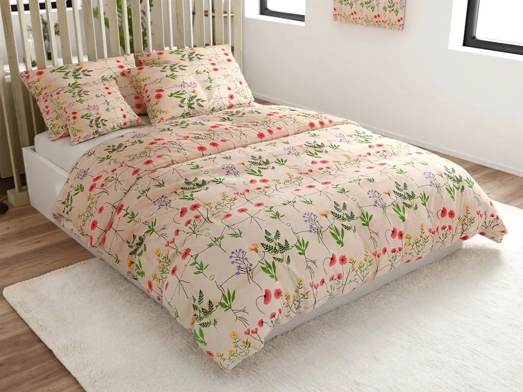 Lenjerie de pat creponata HERBAR POLY bej Dimensiune lenjerie de pat: 70 x 90 cm | 140 x 200 cm
