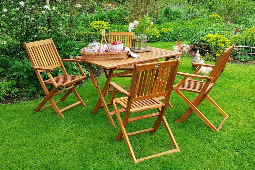 Casaria Set de mobilier SYDNEY, 5 piese, lemn natural