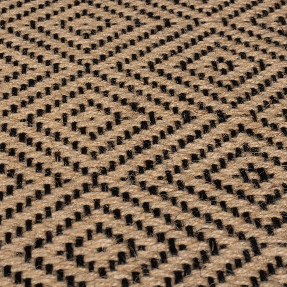 Covor tip traversă pentru scări negru/în culoare naturală din iută 60x600 cm Diamond – Flair Rugs