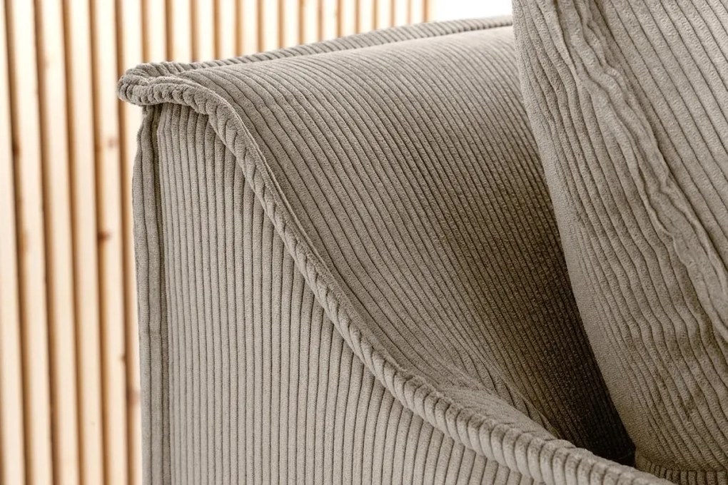 Canapea confortabila Heaven 200cm, catifea raiata greige