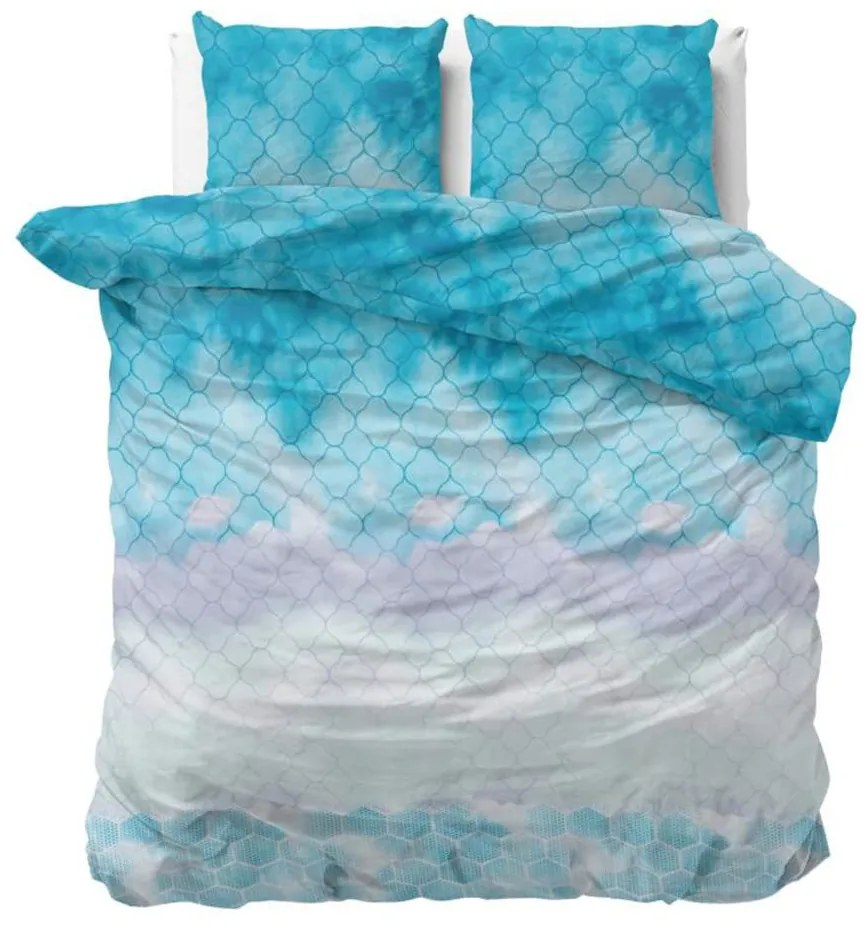 Lenjerie de pat elegantă din bumbac albastru 200 x 220 cm