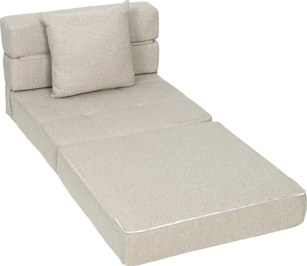 HOMCOM Fotoliu-canapea extensibil 1 loc cu 1 pernă detașabilă, material bej | Aosom Romania