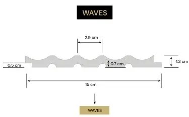 Panou riflaj decorativ 3D din polimer rigid, model Waves - 14.8x1.3x250 cm