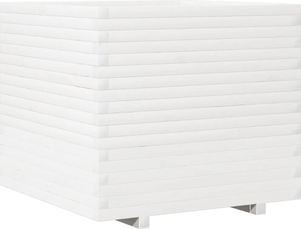 vidaXL Jardinieră de grădină, alb, 80x80x72 cm, lemn masiv de pin